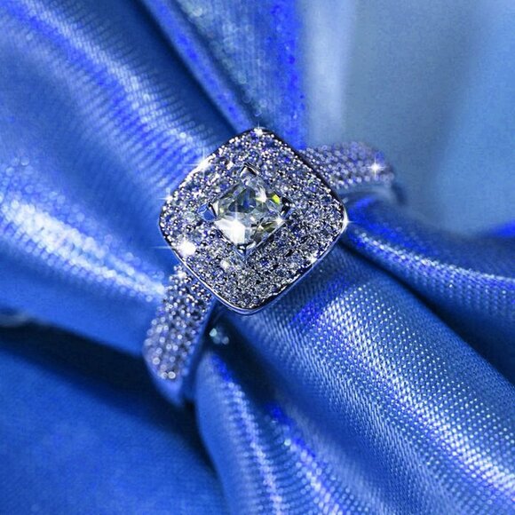 Julieta Princess 925 Sterling Silver Cubic Zirconia Ring Size 8 Gift Boxed - Picture 11 of 11